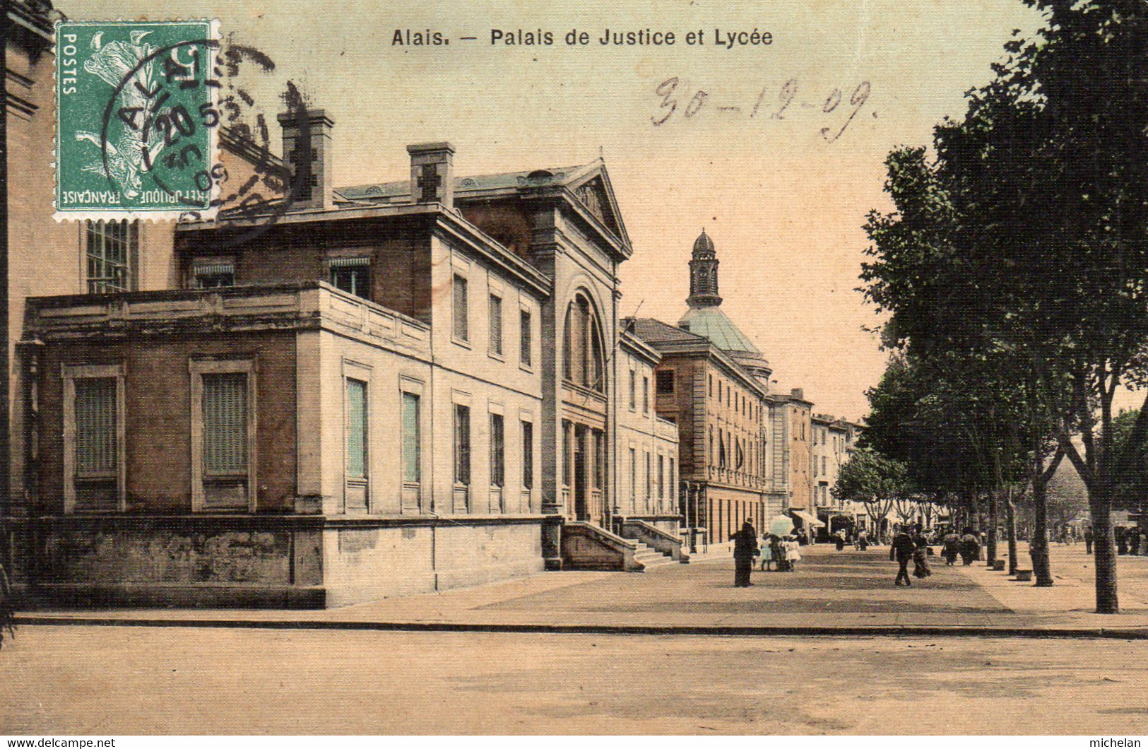CPA   30  ALAIS---PALAIS DE JUSTICE ET LYCEE---1909 - Alès