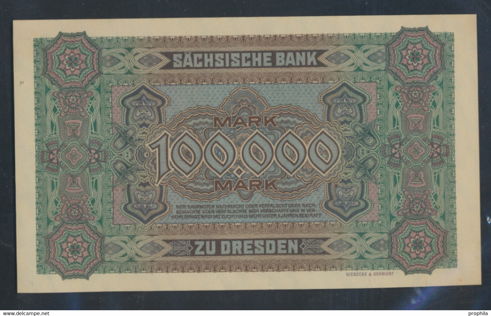 Sachsen Rosenbg: SAX15 Länderbanknote Sachsen Bankfrisch 1923 100.000 Mark (9810571 - 100000 Mark