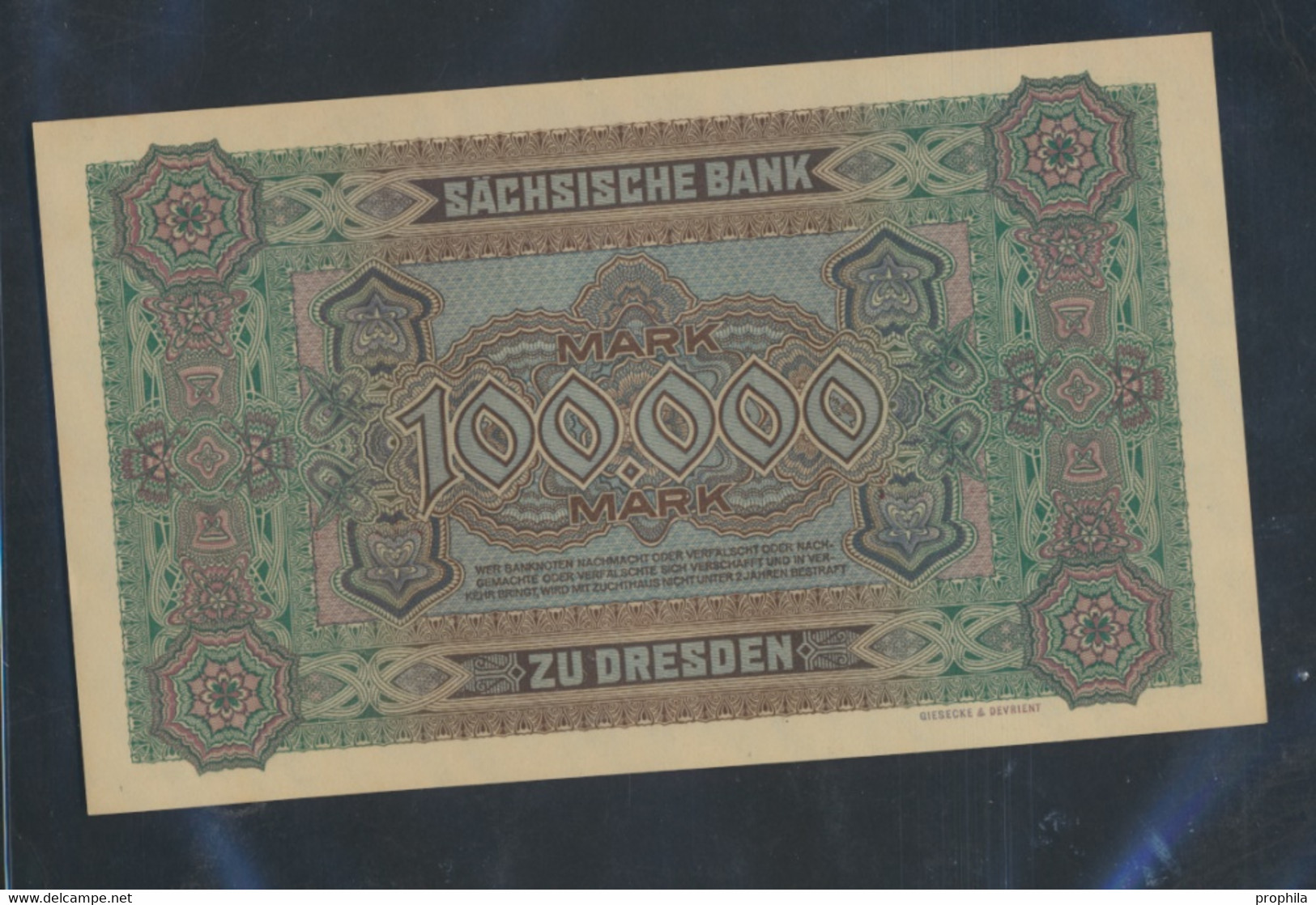 Sachsen Rosenbg: SAX15 Länderbanknote Sachsen Bankfrisch 1923 100.000 Mark (9810574 - 100000 Mark