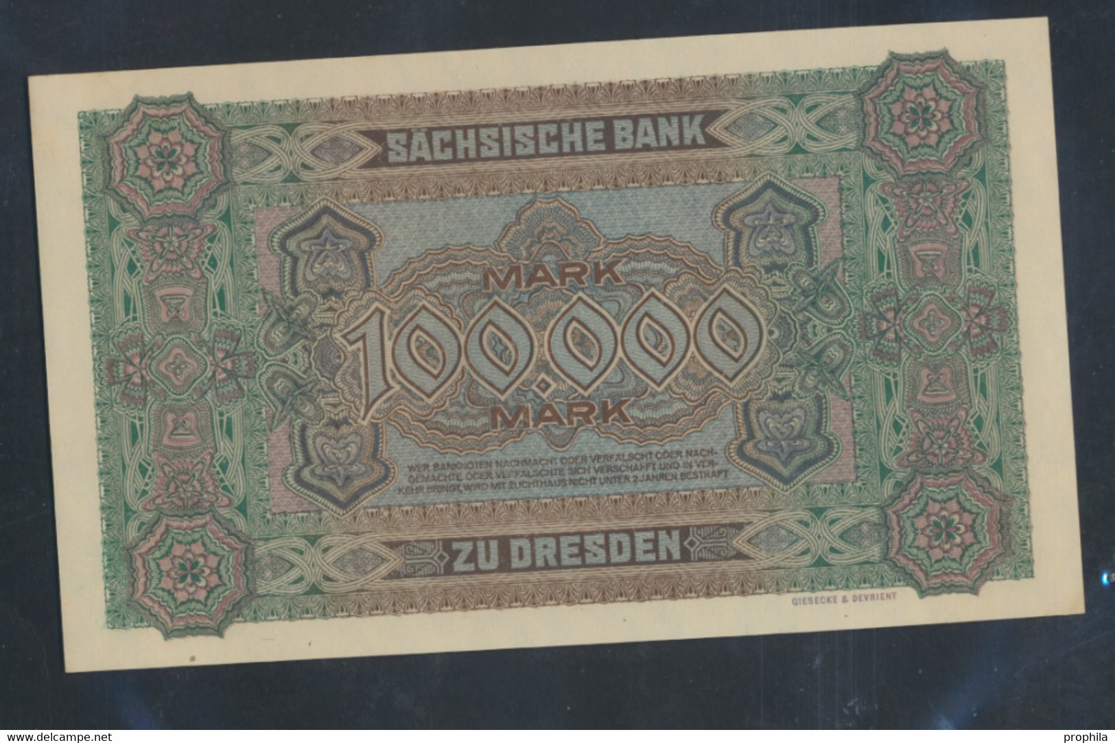 Sachsen Rosenbg: SAX15 Länderbanknote Sachsen Bankfrisch 1923 100.000 Mark (9810575 - 100000 Mark