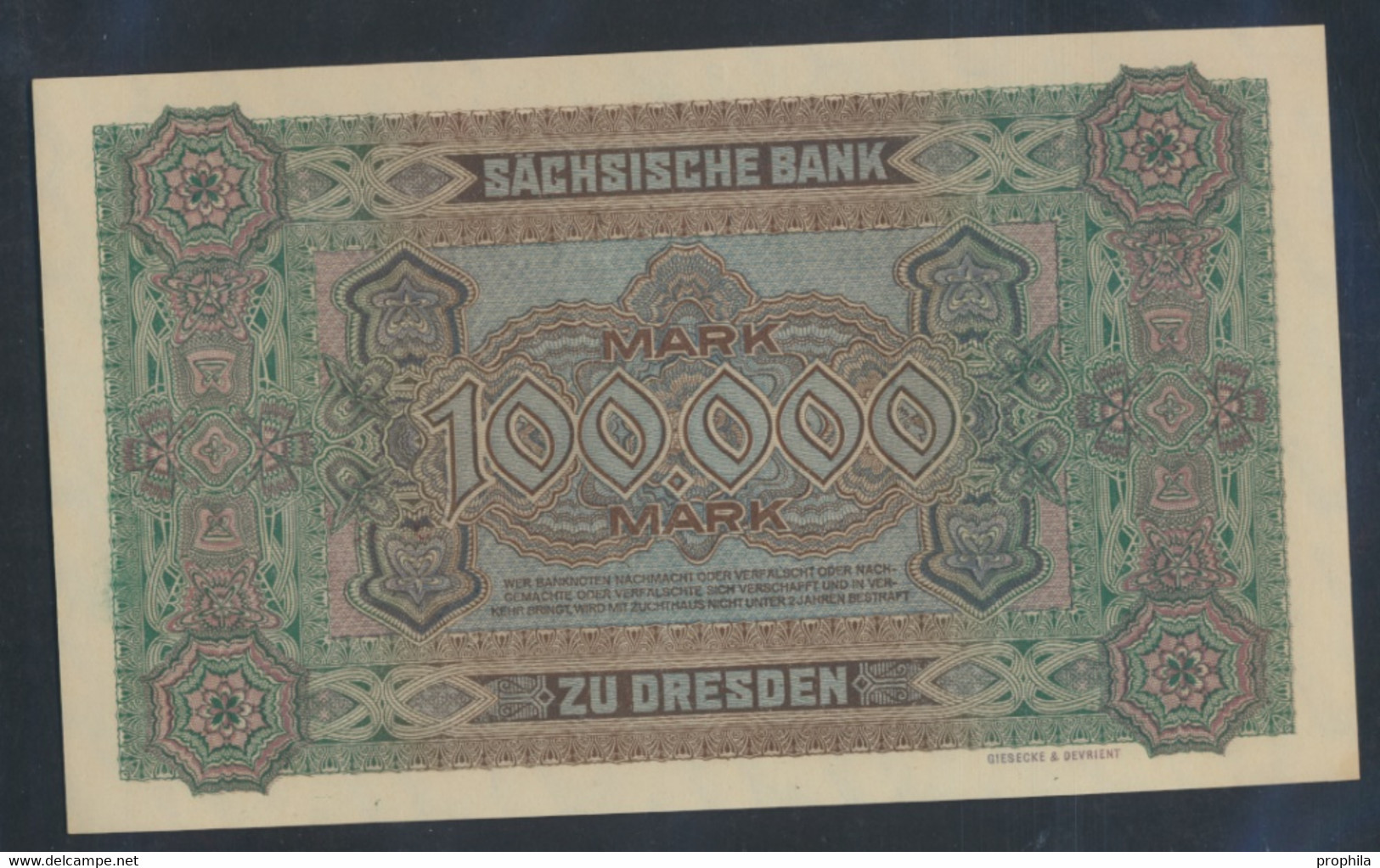 Sachsen Rosenbg: SAX15 Länderbanknote Sachsen Bankfrisch 1923 100.000 Mark (9810576 - 100000 Mark