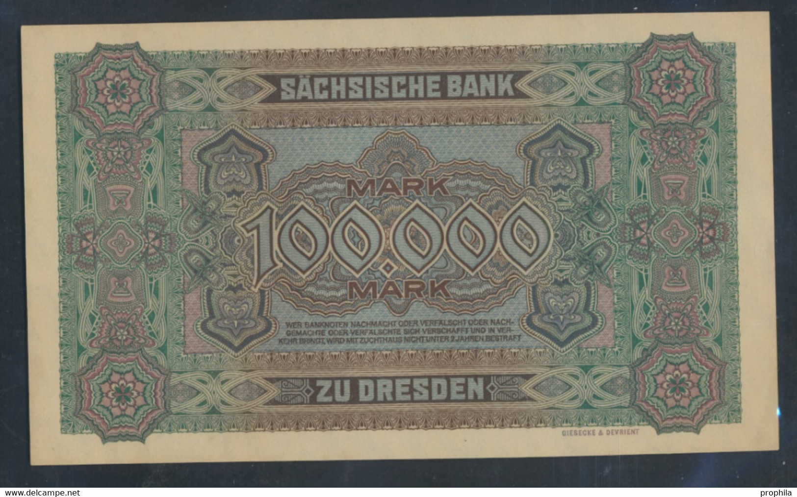 Sachsen Rosenbg: SAX15 Länderbanknote Sachsen Bankfrisch 1923 100.000 Mark (9810577 - 100000 Mark