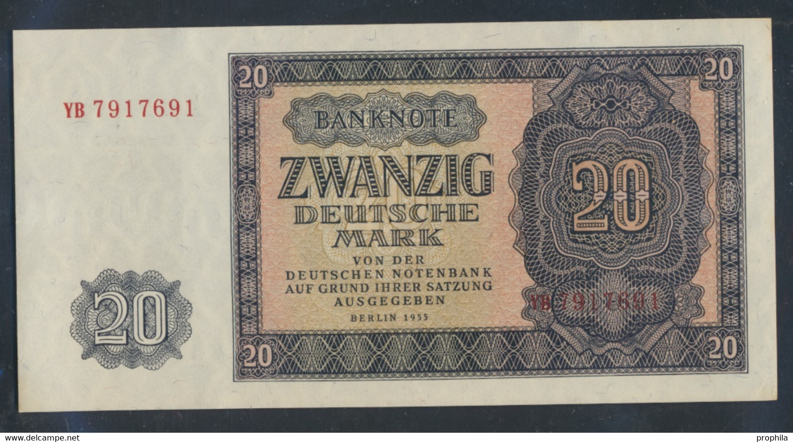 DDR Rosenbg: 351b, KN 7stellig, Austauschnote, Serien: YA, YB, ZA Bankfrisch 1955 20 Deutsche Mark (9810591 - 20 Deutsche Mark