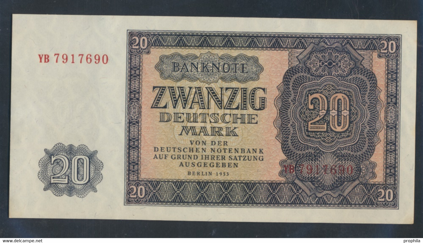 DDR Rosenbg: 351b, KN 7stellig, Austauschnote, Serien: YA, YB, ZA Bankfrisch 1955 20 Deutsche Mark (9810592 - 20 Deutsche Mark