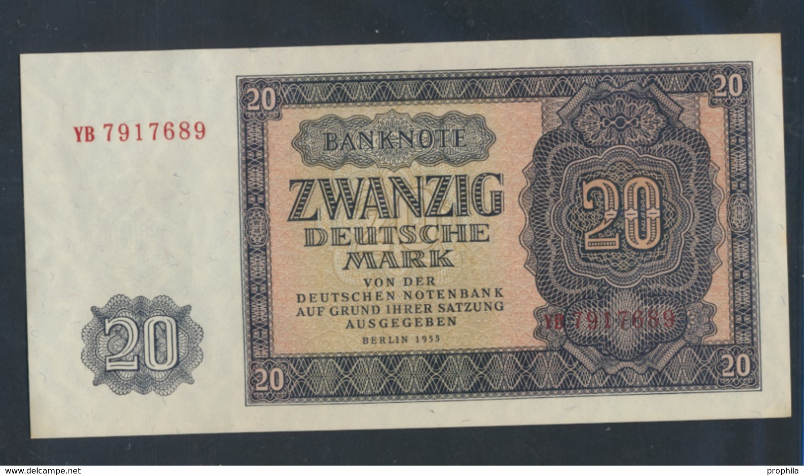 DDR Rosenbg: 351b, KN 7stellig, Austauschnote, Serien: YA, YB, ZA Bankfrisch 1955 20 Deutsche Mark (9810593 - 20 Deutsche Mark