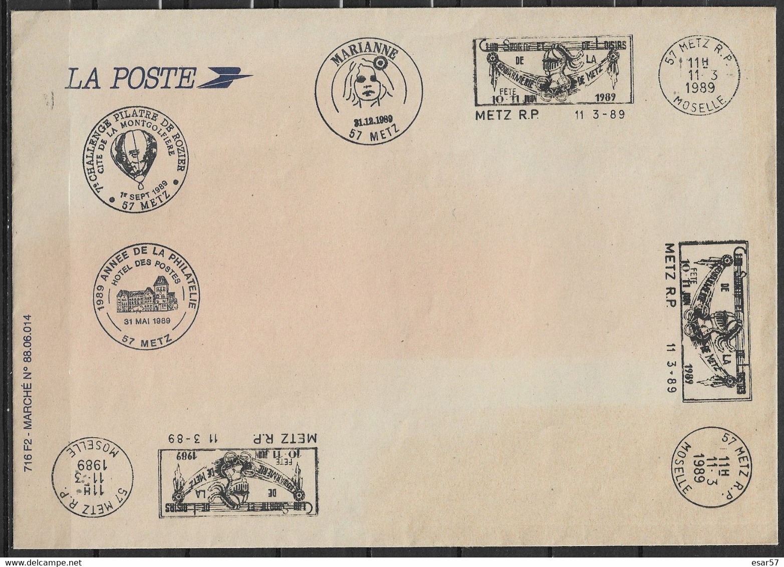 METZ - LORRAINE - Grande Enveloppe De La Poste ( 23 X 16 Cm Env. ) Avec Cachets De METZ De 1989 - Sonstige & Ohne Zuordnung