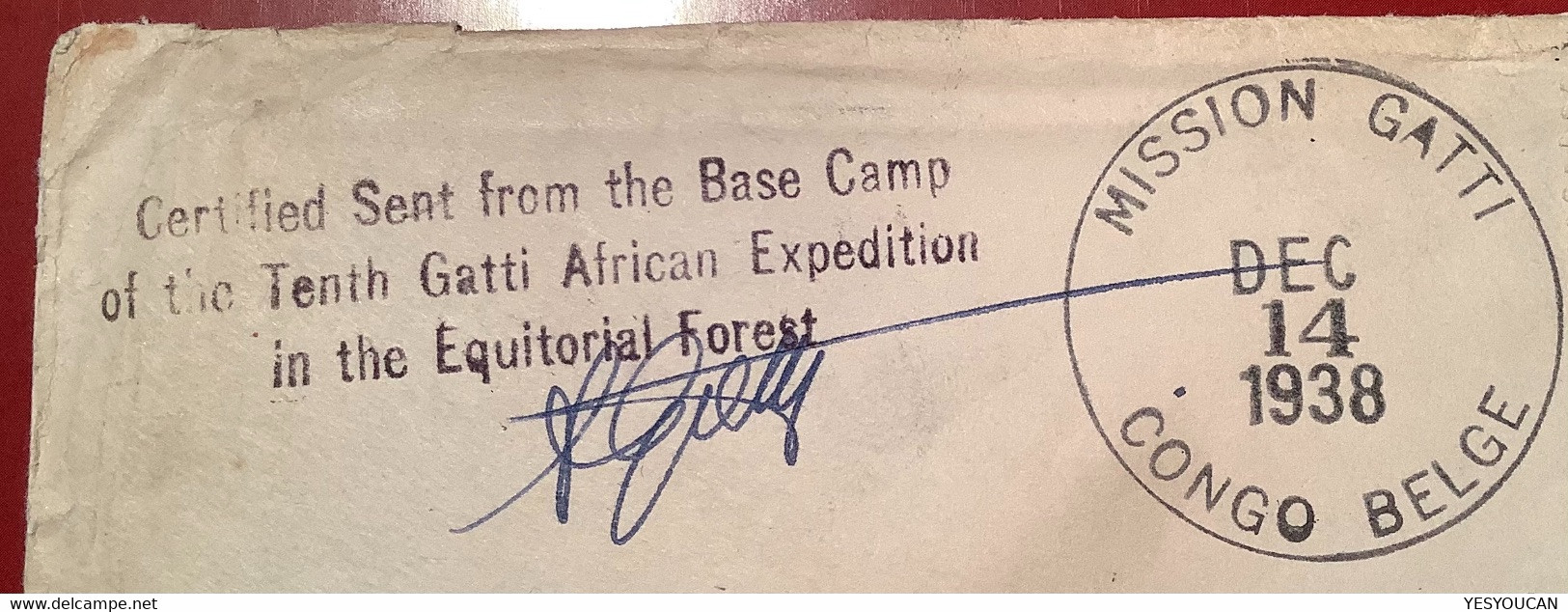 MISSION GATTI CONGO BELGE 1938 Cover>CANADA RRR ! STANLEYVILLE+BASE CAMP10th AFRICAN EXPEDITION EQUATORIAL FOREST(lettre - Covers & Documents