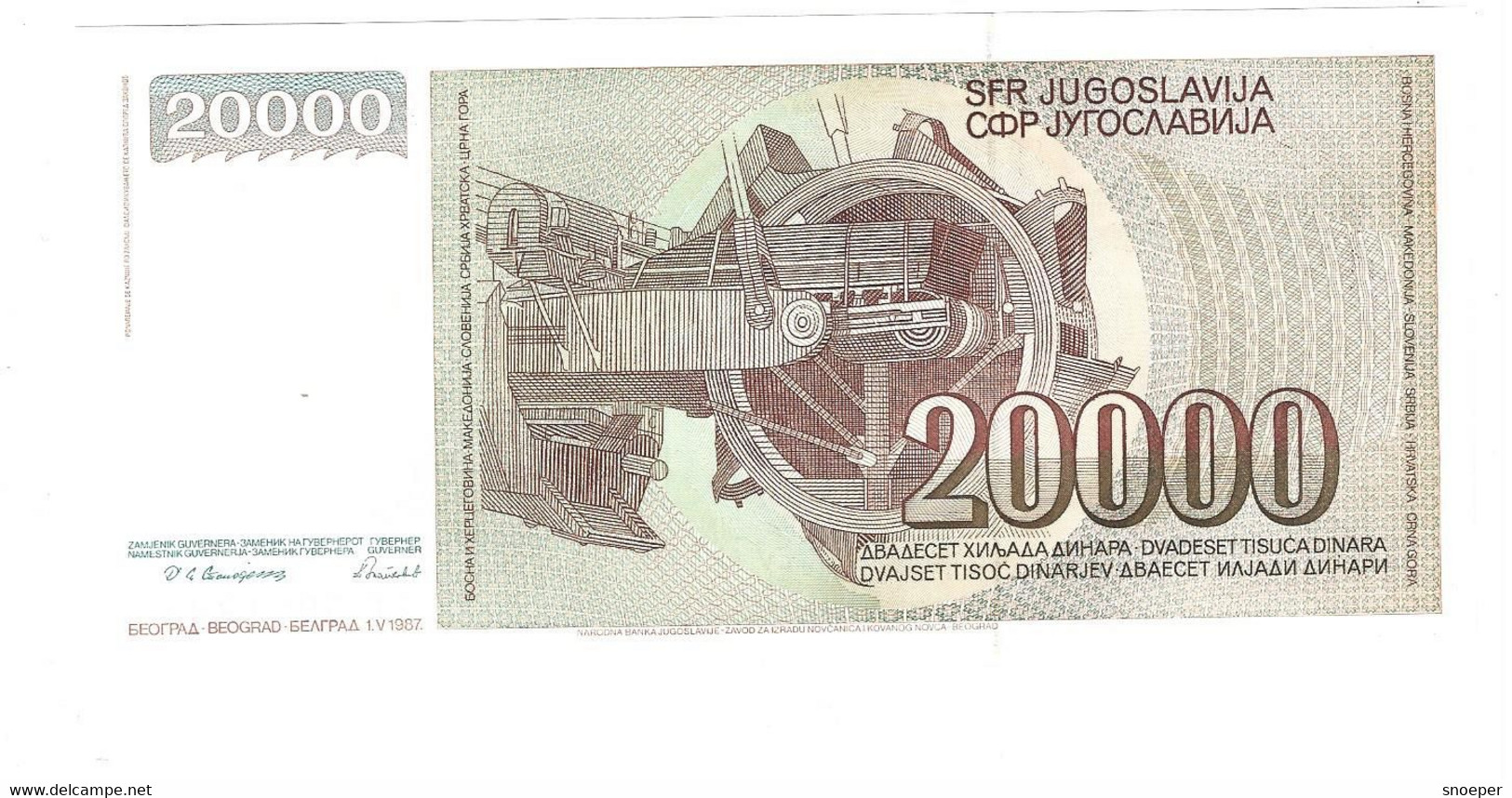 Yugoslavia 20000 Dinara 1987   95   Unc - Jugoslawien