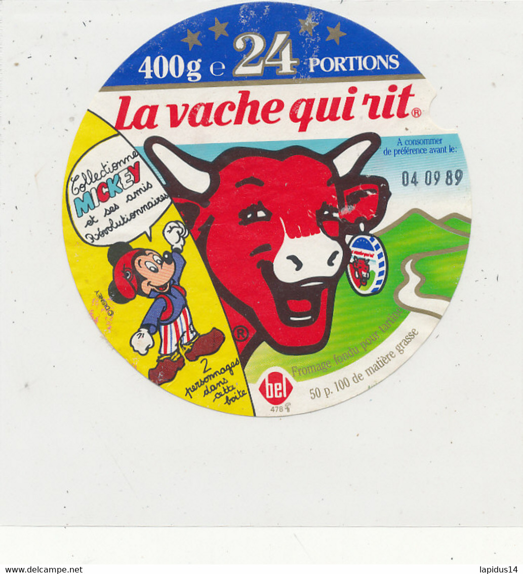 V R 15   ETIQUETTE   FROMAGE  LA VACHE QUI RIT-   MICKEY ET SES AMIS   24  PORTIONS - Käse