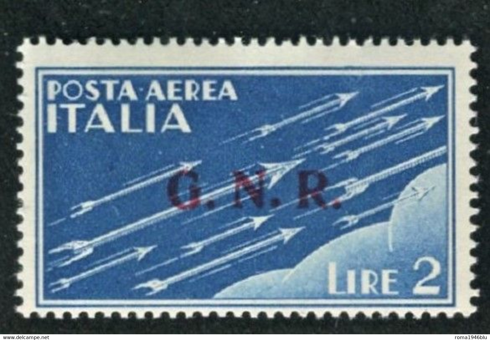 RSI 1944 POSTA AEREA G.N.R.  BRESCIA 2 L. SASSONE N. 122/II ** MNH  CERT. DIENA - Posta Aerea