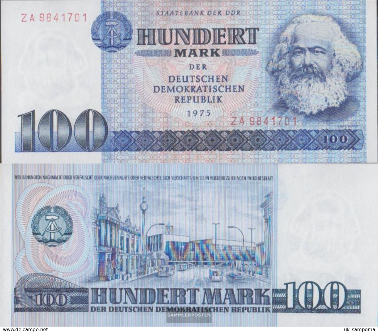 DDR Rosenbg: 363b Typensatz Austauschnote Used (III) 1975 100 Mark - Other & Unclassified