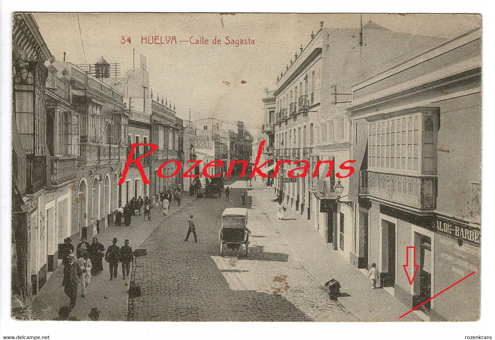 CPA RARE Spain España Huelva Calle De Sagasta Ed. Papelaria Inglesa Spanje Anadalucia - Huelva