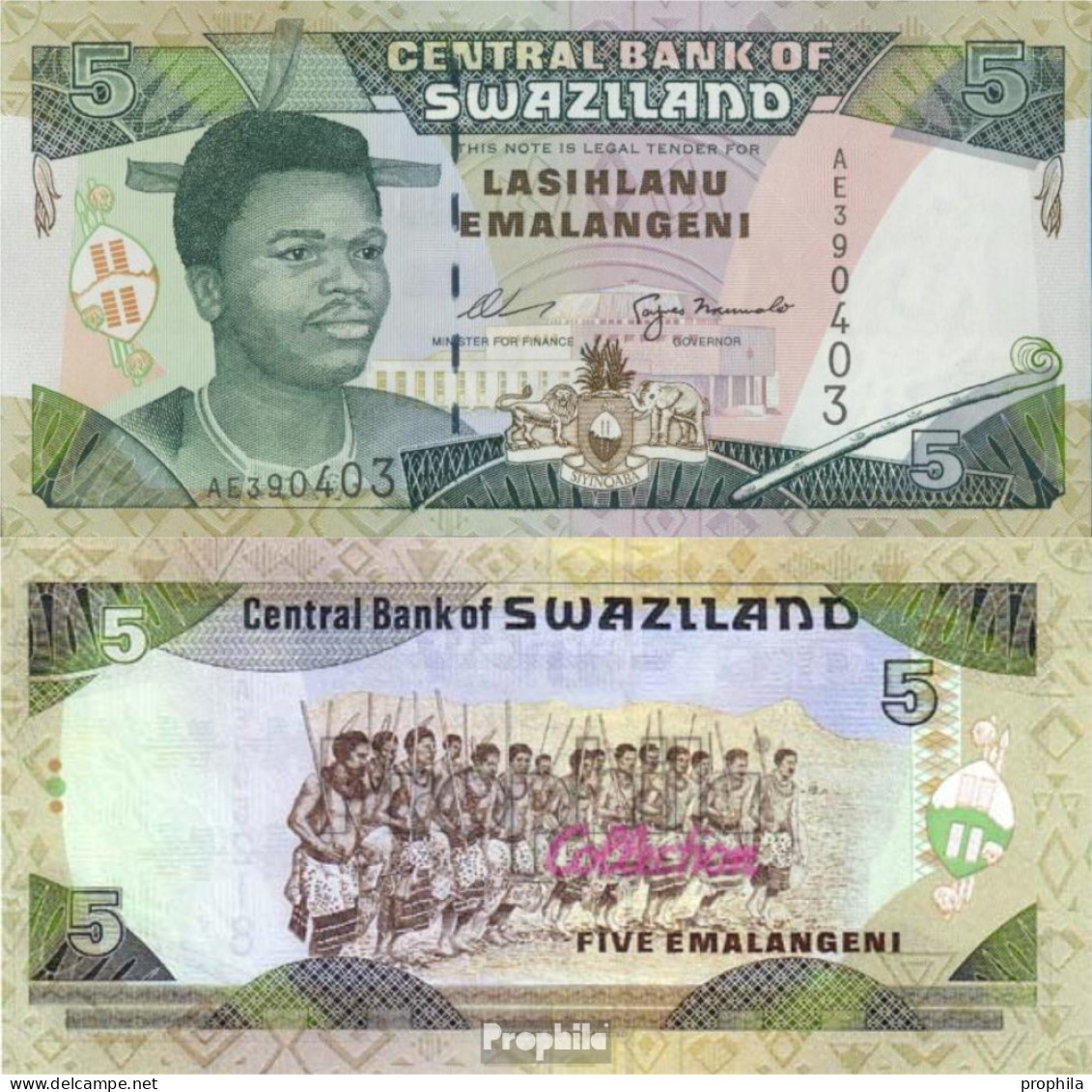 Swasiland Pick-Nr: 23a Bankfrisch 1995 5 Emalangeni - Swasiland