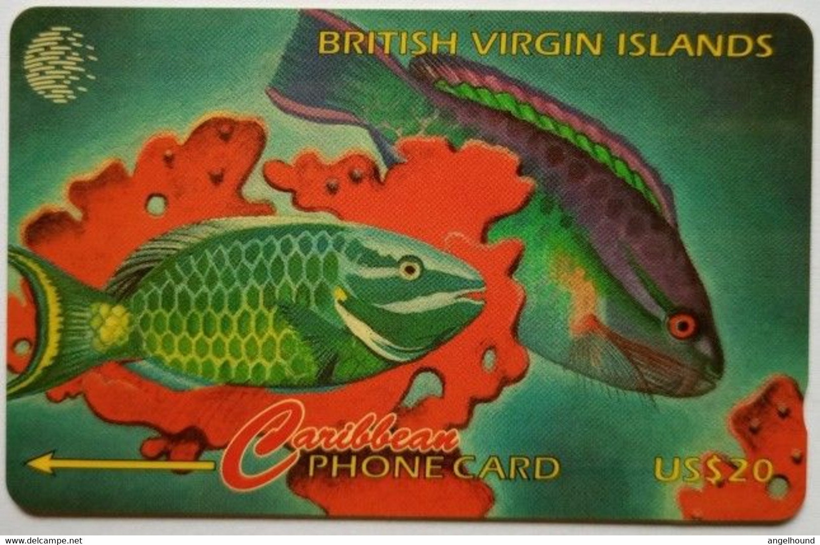 BVI Cable And Wireless 91CBVC  US$20  " Parrot Fish " - Vierges (îles)