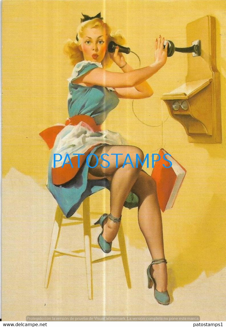 189059 PIN - UP WOMAN BEAUTY SENSUAL WITH OLD PHONE POSTAL POSTCARD - Pin-Ups