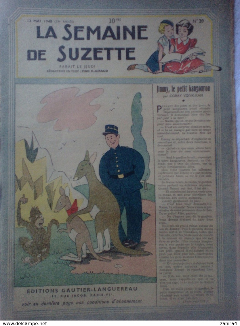 La Semaine De Suzette N20 Jimmy Petit Kangourou Attelage Chèvre Petits Ennuis De Bécassine Pinchon Enveloppes Serviettes - 1900 - 1949