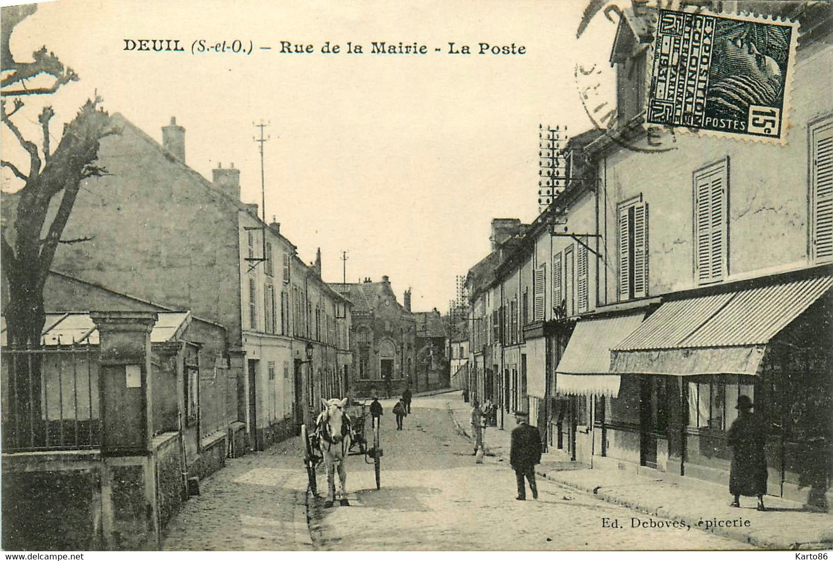 Deuil * La Rue De La Mairie Et La Poste * Attelage - Deuil La Barre