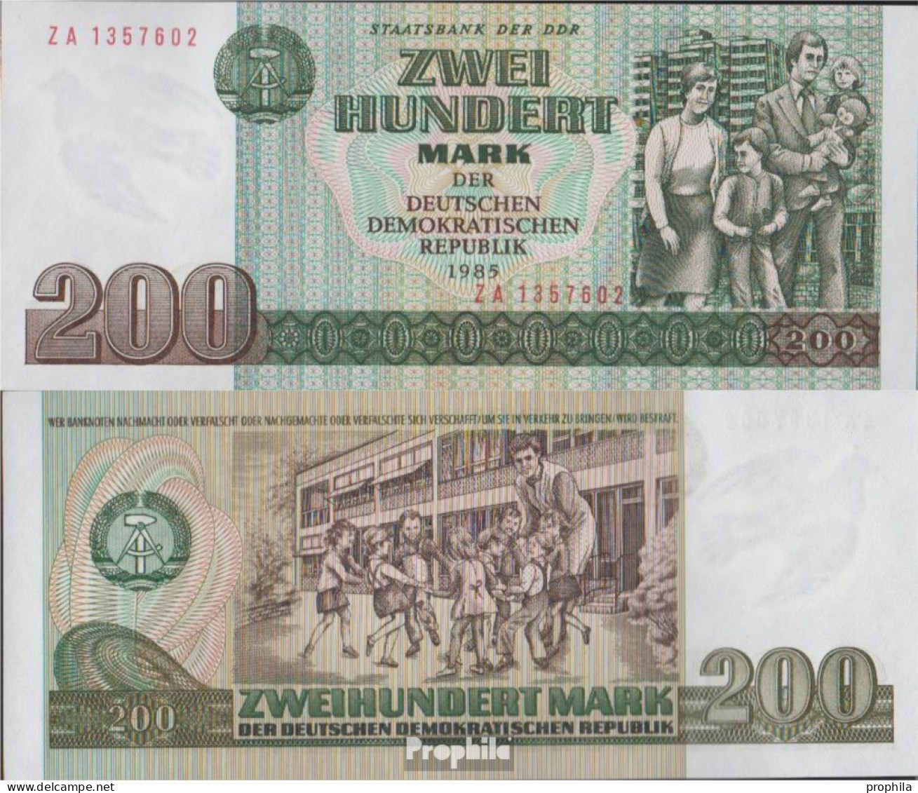 DDR Rosenbg: 364b, Computersatz, Austauschnote, Nicht Ausgegeben Bankfrisch 1985 200 Mark - 200 Mark