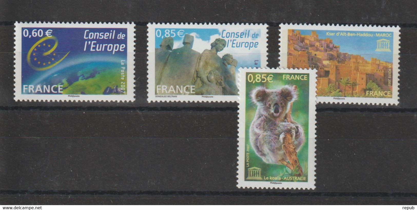 France Service 2007 136 à 139, 4 Val ** MNH - Neufs