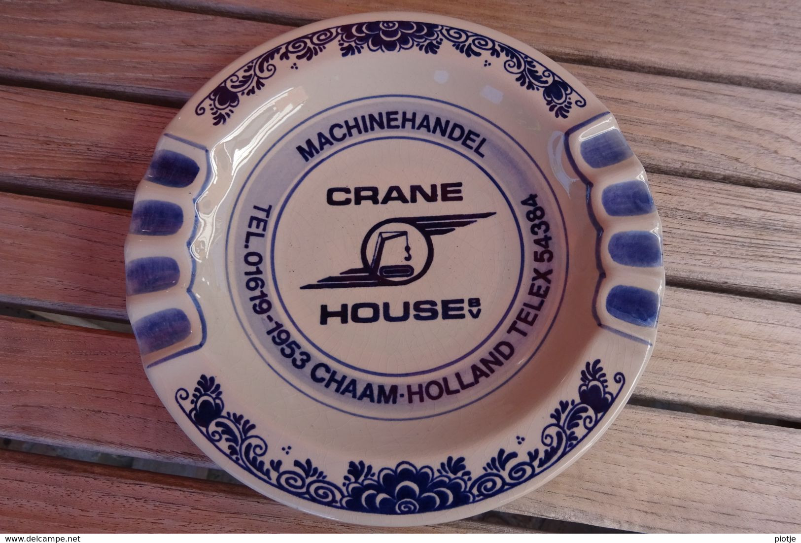 * Chaam (Holland - Nederland) * Asbak Cendrier Delfts Blauw Chaam Holland Crane House Machinehandel - Delft (NLD)