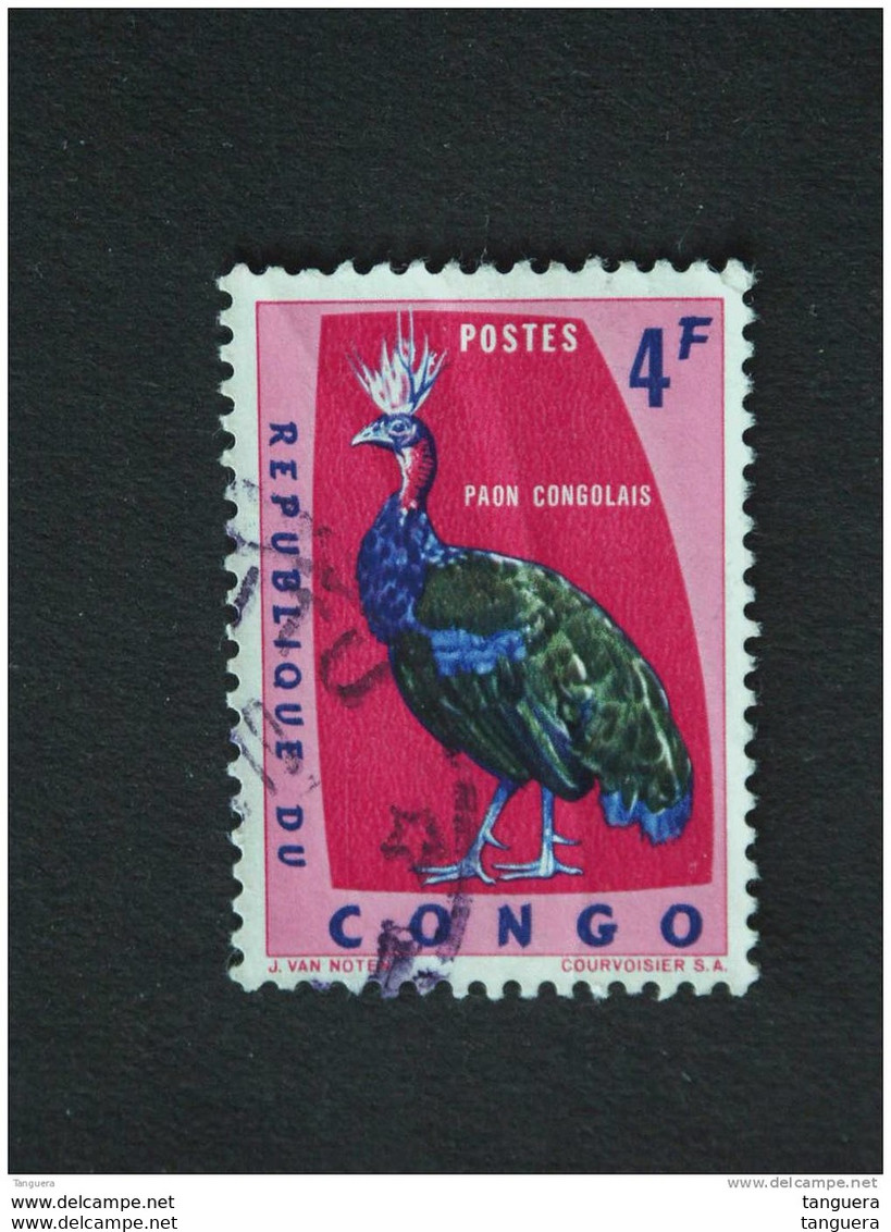 Congo Republique 1963 Oiseaux Vogels Paon Congolais Pauw Yv 488 O - Gebraucht