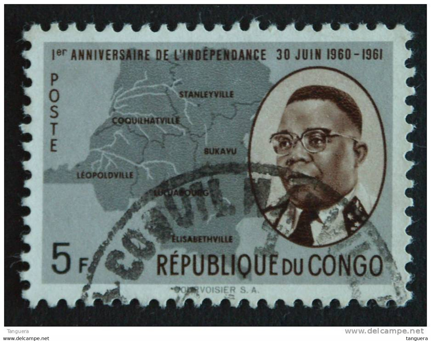 Congo Republique 1961 Ann. Indépendance Onafhankelijkheid Président Kasavubu Yv 438 O - Usados