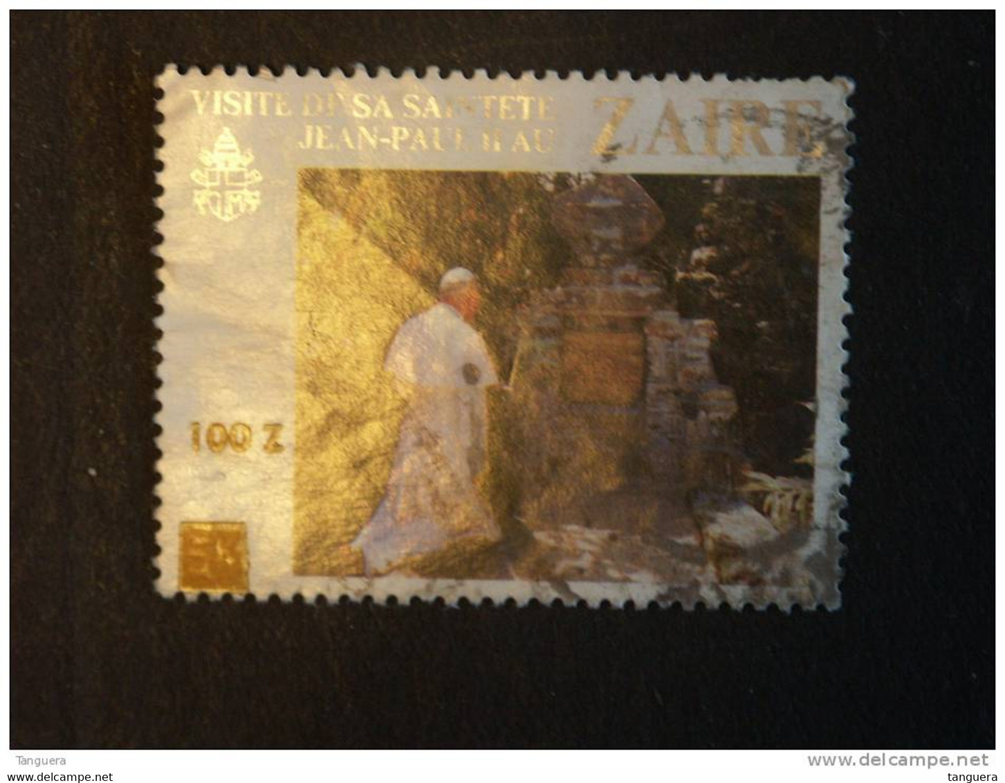 Congo Zaire 1990 Timbres Surchargés Pape Jean-Paul II Yv 1282 COB 1362 O - Usados