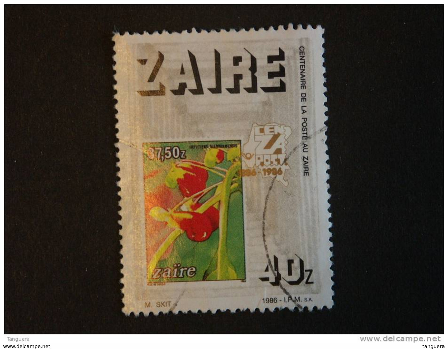 Congo Zaire 1986 Eeuwfeest Centenaire Post Cenzapost Timbres Sur Timbres Bloem Fleure Yv 1234 COB 1311 O - Gebruikt