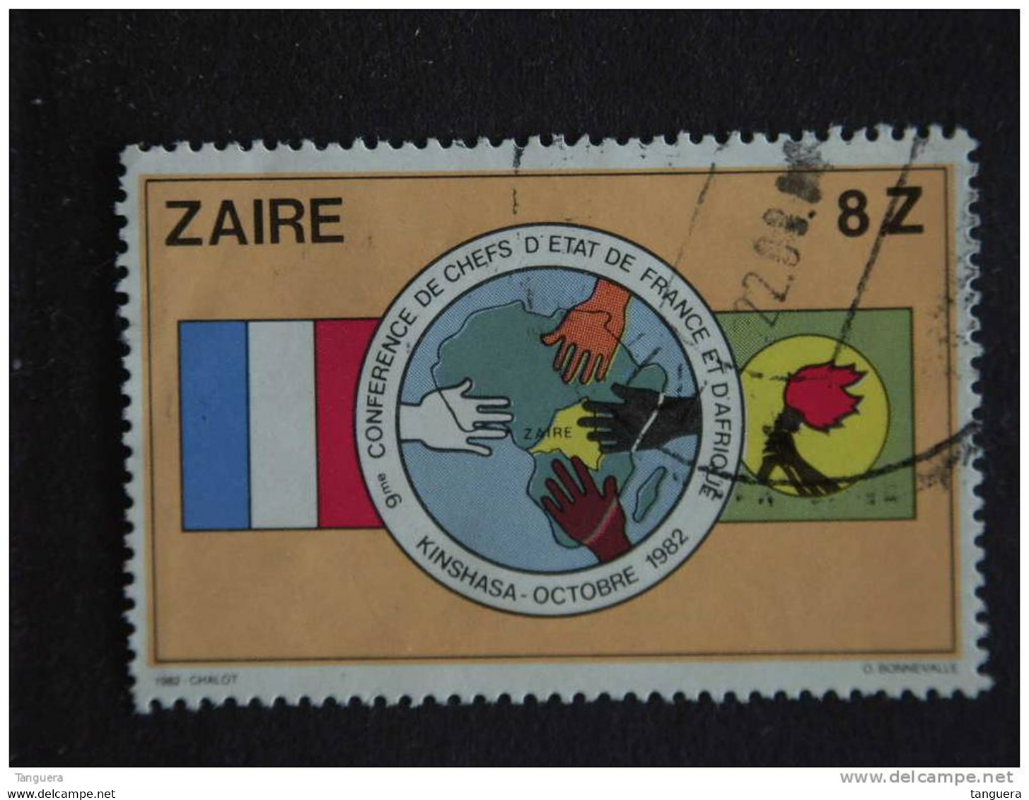 Congo Zaire 1982 Conférence Carte De L'Afrique, Drapeaux Français Et Zaïrois Kaart Vlag Yv 1097 COB 1156 O - Gebraucht