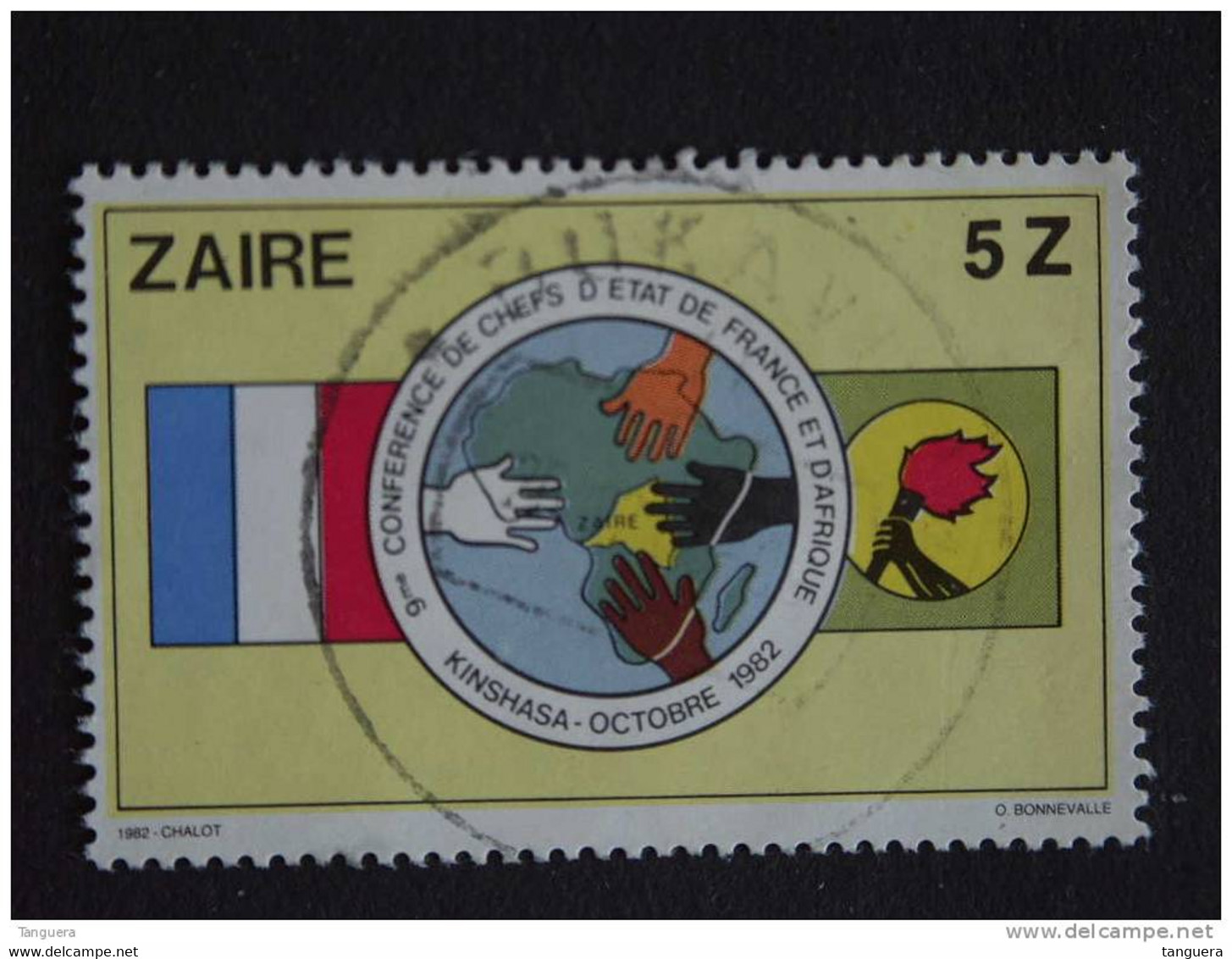 Congo Zaire 1982 Conférence Carte De L'Afrique, Drapeaux Français Et Zaïrois Kaart Vlag Yv 1096 COB 1155  O - Usados