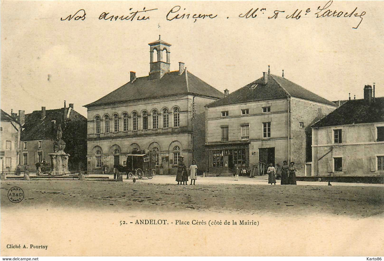 Andelot * 1906 * Place Cérès ( Côté De La Mairie ) * Villageois - Andelot Blancheville