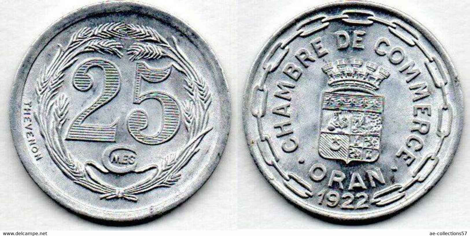 Algérie - 25 Centimes 1922 Chambre De Commerce D Oran SPL - Algérie