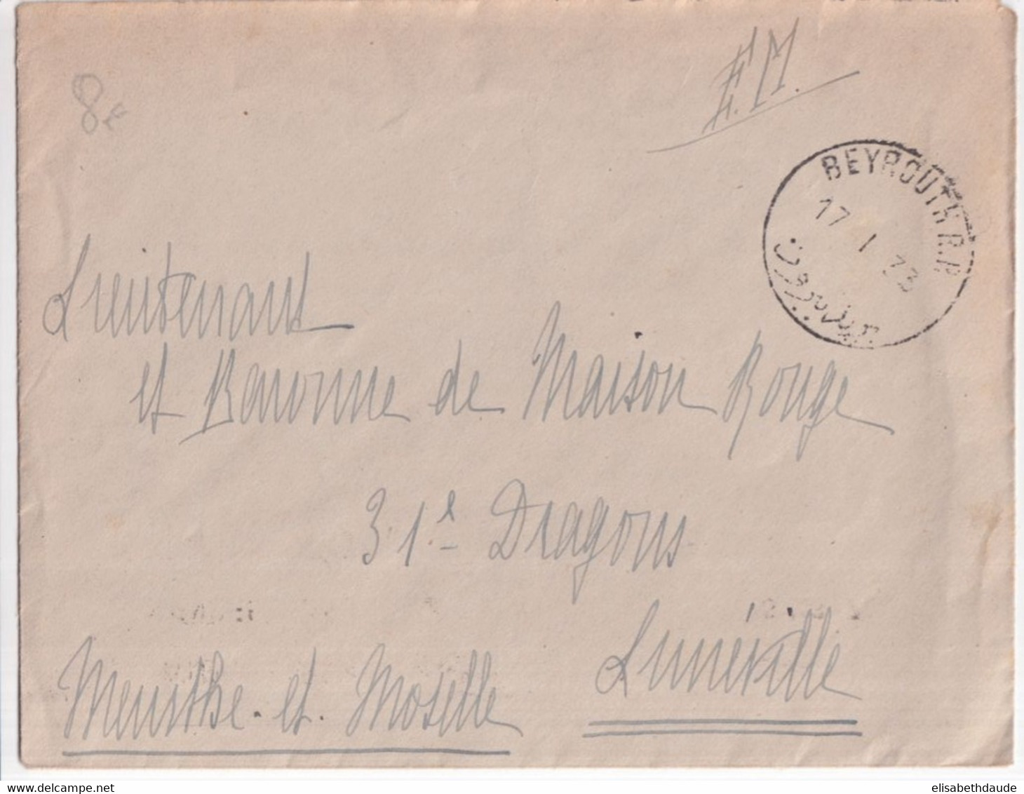 LIBAN ! - 1933 - ENVELOPPE FM De BEYROUTH => LUNEVILLE - Líbano