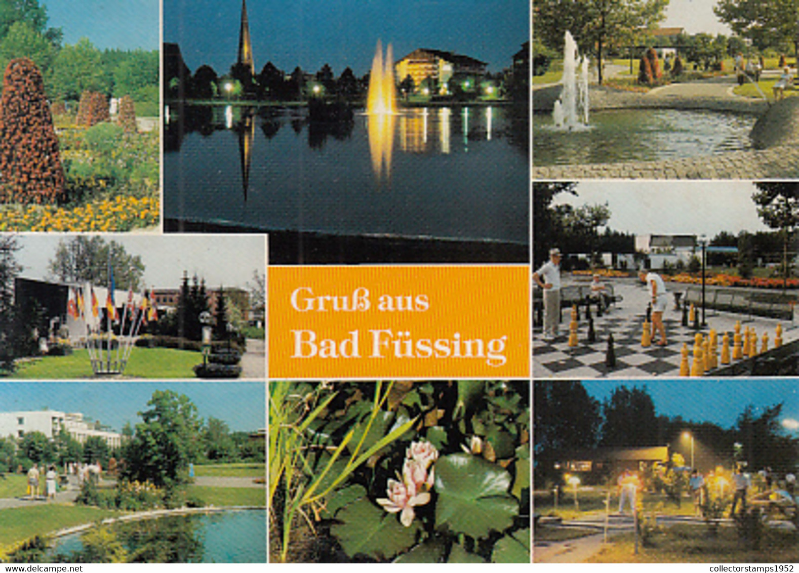W3286- BAD FUSSING DIFFERENT VIEWS, PARK, FOUNTAIN, CHESS, FLOWERS - Bad Füssing