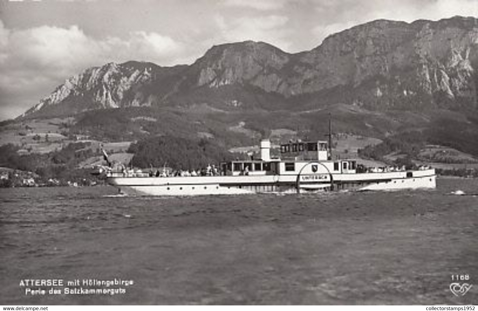 W3345- ATTER LAKE, SHIP, MOUNTAINS - Attersee-Orte