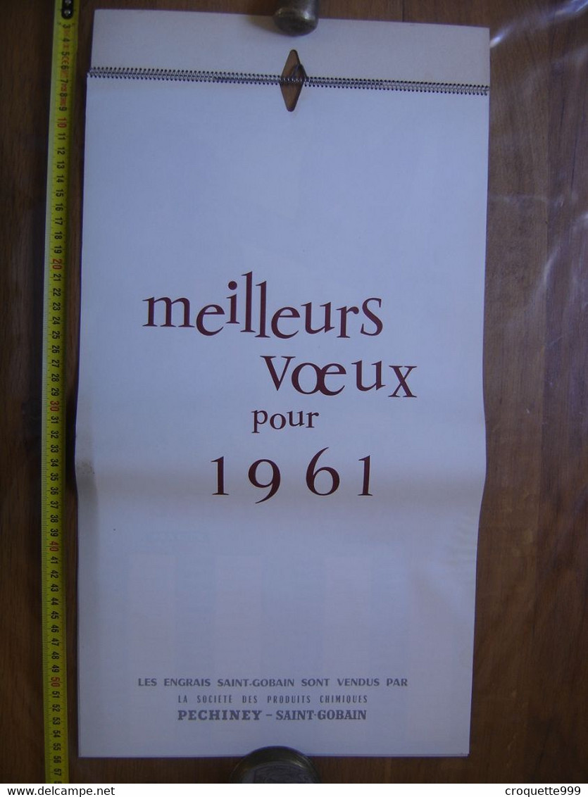 CALENDRIER De 1961 Valable Pour 2023 Saint Gobain CHASSE Chiens Gibier A Courre - Grand Format : 1961-70