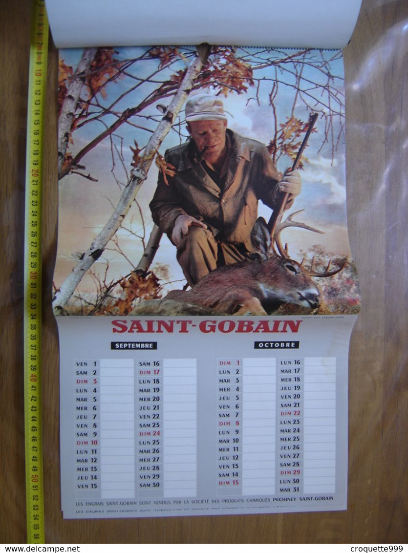 CALENDRIER De 1961 Valable Pour 2023 Saint Gobain CHASSE Chiens Gibier A Courre - Grand Format : 1961-70