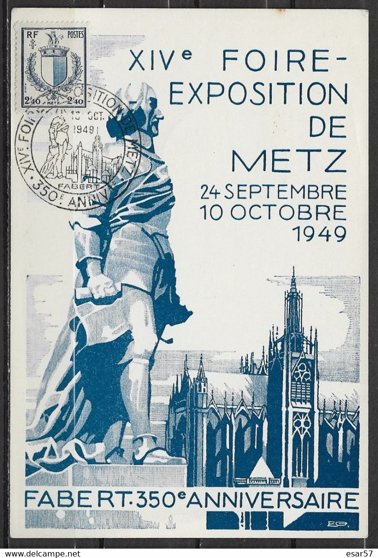 METZ - LORRAINE - Carte Postale 14 ème Foire Exposition 1949 Et 350 ème Anni. Naissance Du Maréchal Fabert - Andere & Zonder Classificatie