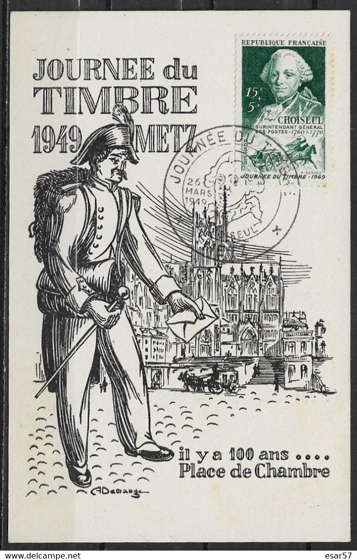 METZ - LORRAINE - Carte Maximum Journée Du Timbre 1949 - Andere & Zonder Classificatie