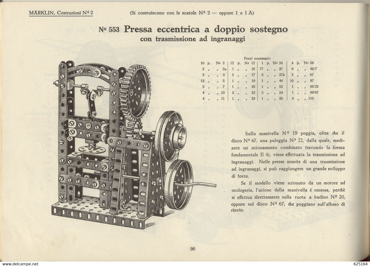 Catalogue MÄRKLIN 1938  Giochi Di Costruzioni (Meccano)  Elex Manuale 71a - En Italien - Sin Clasificación