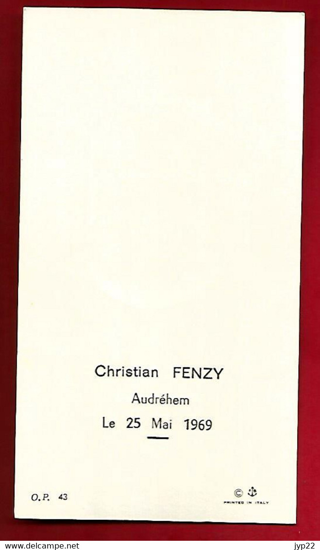 Image Pieuse Religieuse Ed F.B. O.P. 43 JHS - Communion Christian Fenzy Audréhem 25-05-1969 - Devotieprenten