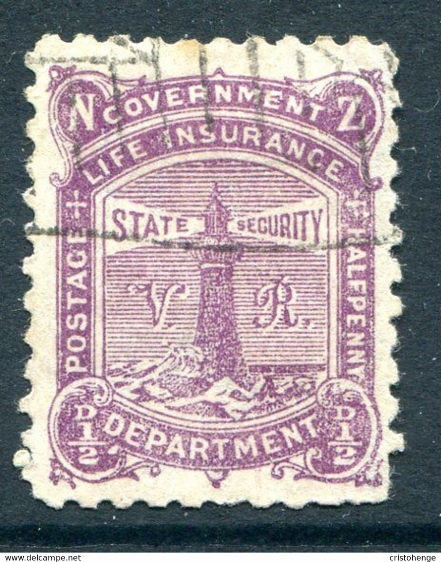 New Zealand 1891-98 Life Insurance - Lighthouse - With VR - P.11 - ½d Bright Purple Used (SG L13) - Officials