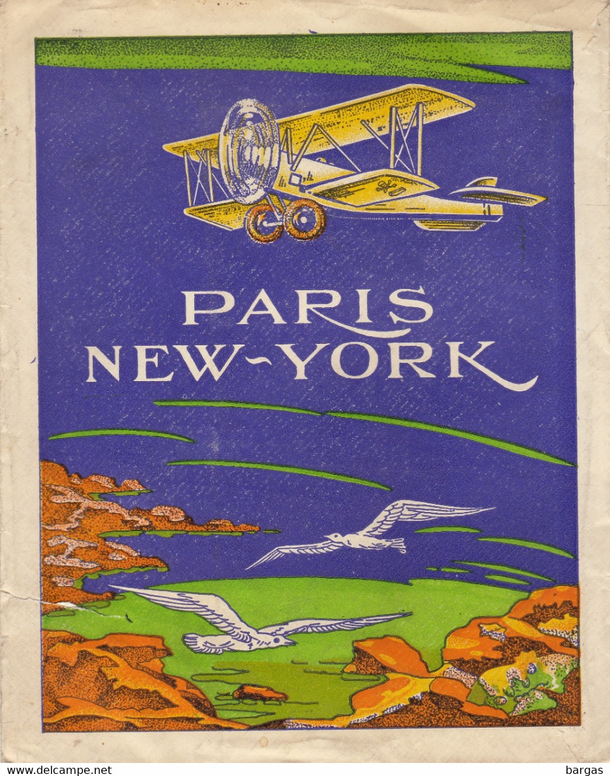 Grande Enveloppe Ancienne Avion Aviation Ligne Paris New York - Articles De Papeterie