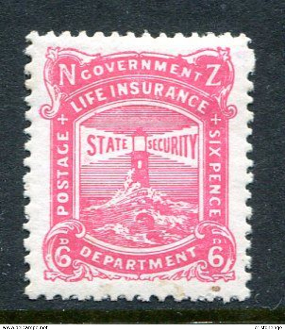 New Zealand 1913-37 Life Insurance - Lighthouse - Cowan - P.14 - 6d Pink HM (SG L36) - Servizio