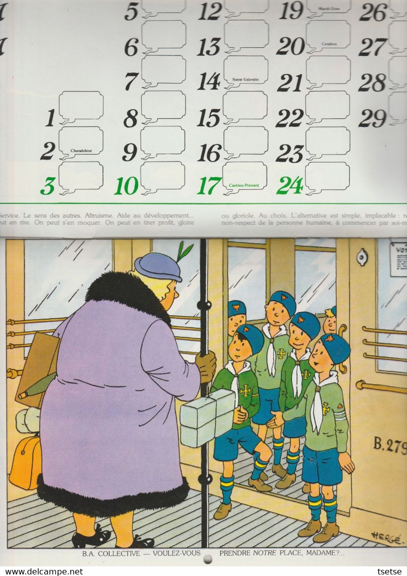 Tintin - Calendrier Scout FSC, Année 1980, Reprenant 12 Illustrations De Hergé / Casteman-Tournai 1979 - Hergé