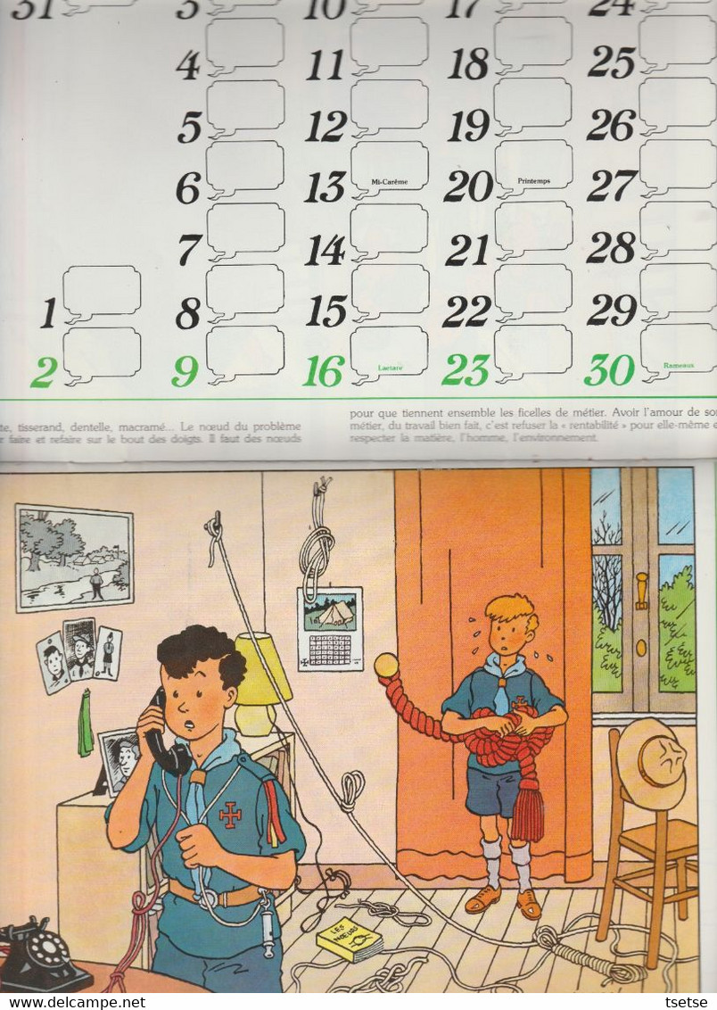 Tintin - Calendrier Scout FSC, Année 1980, Reprenant 12 Illustrations De Hergé / Casteman-Tournai 1979 - Hergé