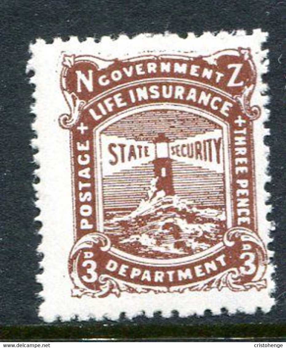 New Zealand 1944-47 Life Insurance - Lighthouse - Mult. Wmk. - 3d Brown-lake HM (SG L40) - Service