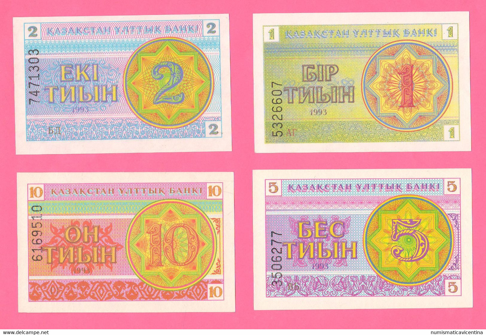 Kazakistan 1 2 5 10 Tyin Del 1993 UNC - Kazakhstán