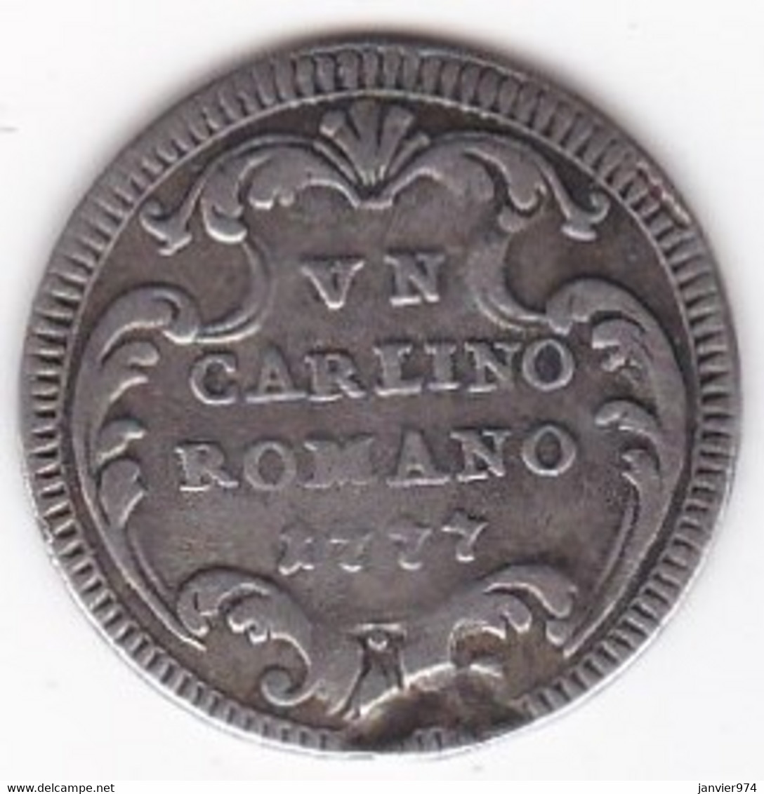 États Pontificaux , Un Carlino  1777 An III , Pie VI, En Argent ,  KM# 1212.2. SUP/XF - Autres & Non Classés