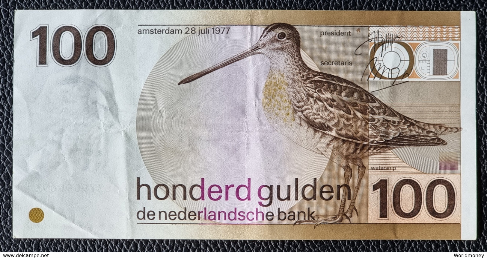 100 Gulden Netherlands 1977 - 100  Florín Holandés (gulden)